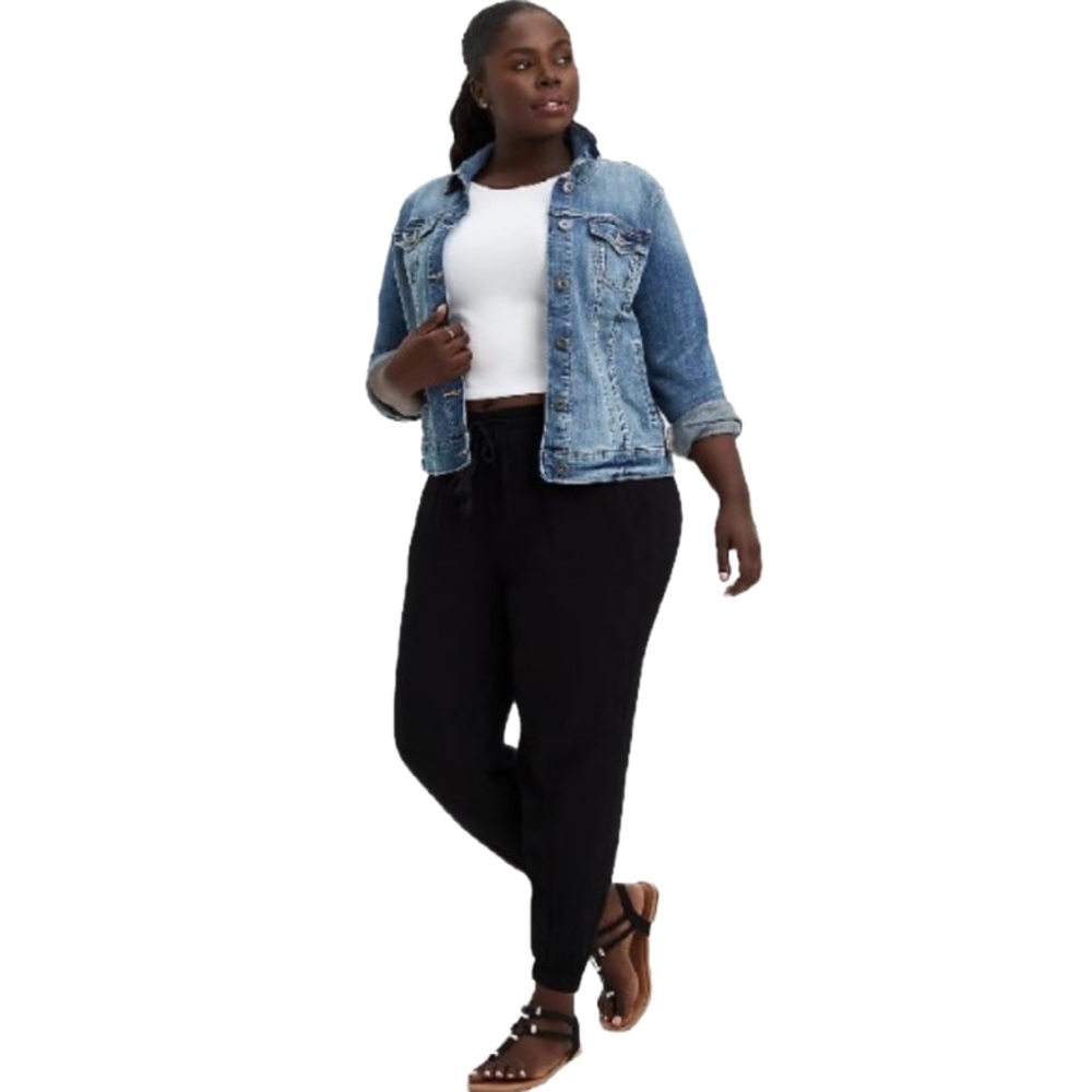 NEW TORRID woman plus sz 4X relaxed fit jogger gauze mid rise black pants